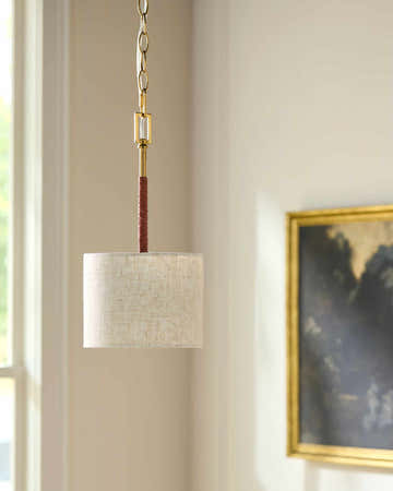 Gold Modern Pendant Light with linen details for kitchen islands or dining areas