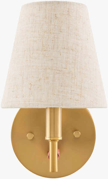 Tan Modern Wall Sconce with linen details for hallway or bedroom lighting