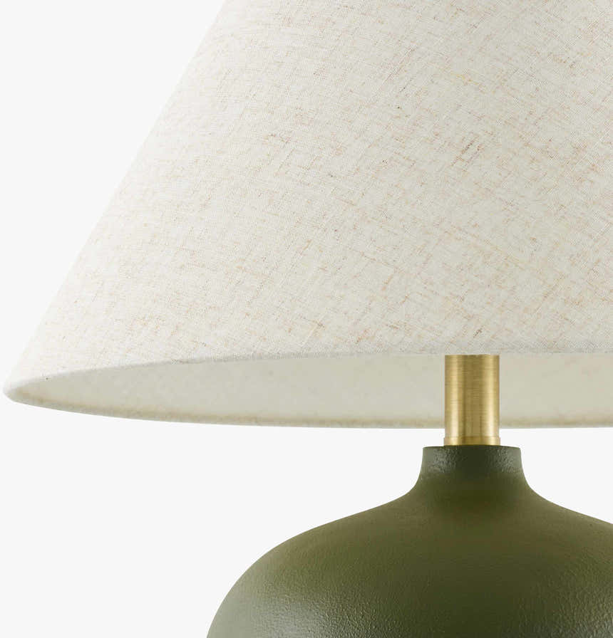 Soft Mustard Traditional Table Lamp with linen details for bedside or console tables