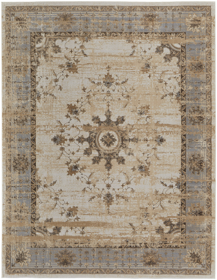 Feizy Celene Traditional Bordered - Tan/Brown/Gray Area Rug