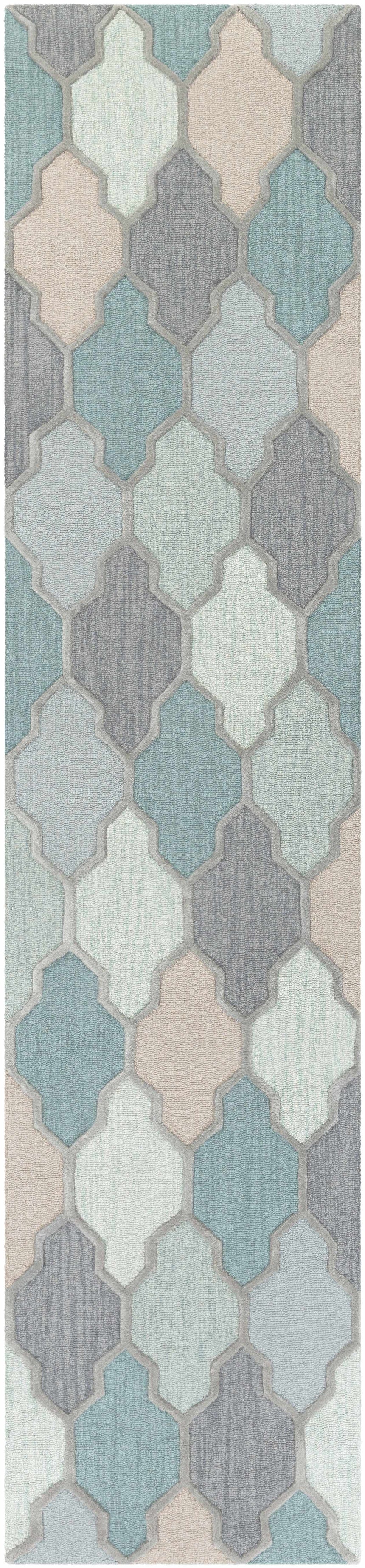 Monteview Sage&Teal Geometric Wool Rug - Clearance