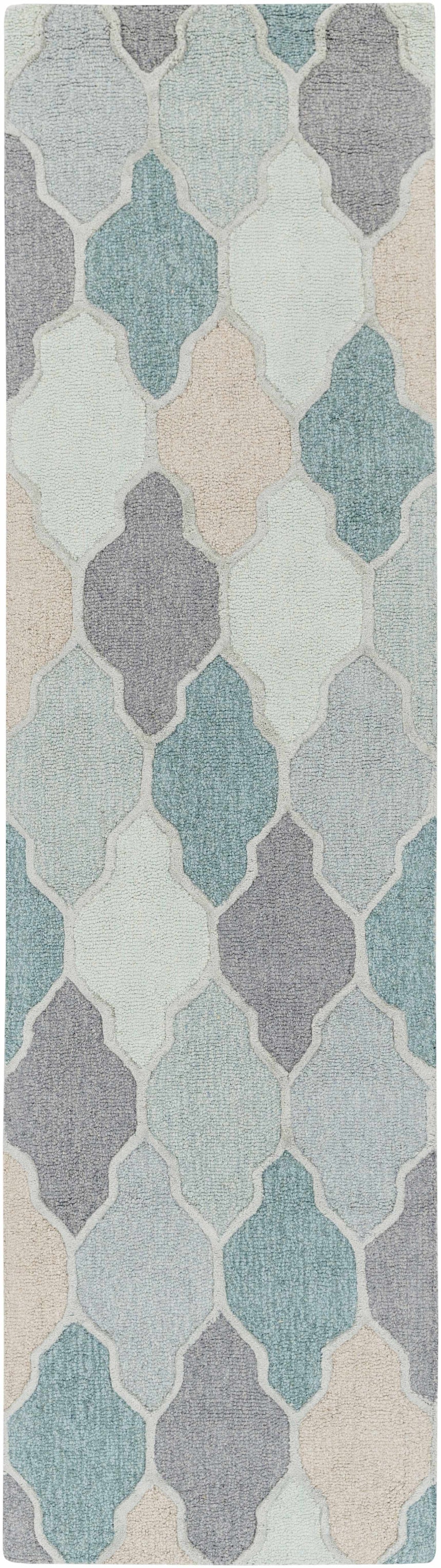 Monteview Sage&Teal Geometric Wool Rug - Clearance