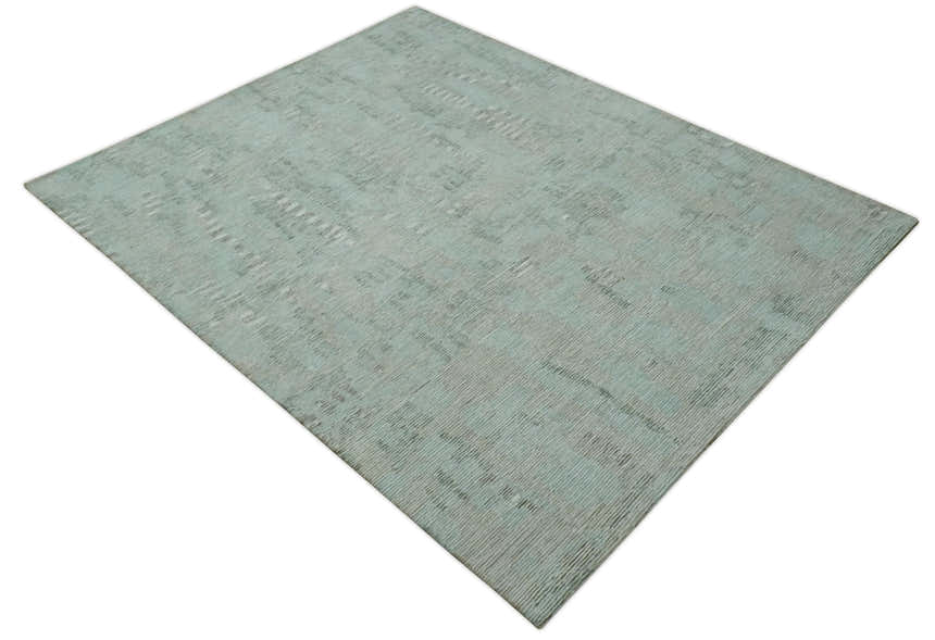 Modern Abstract Teal, Olive and Ivory Hand Tufted Multi Size wool area rug