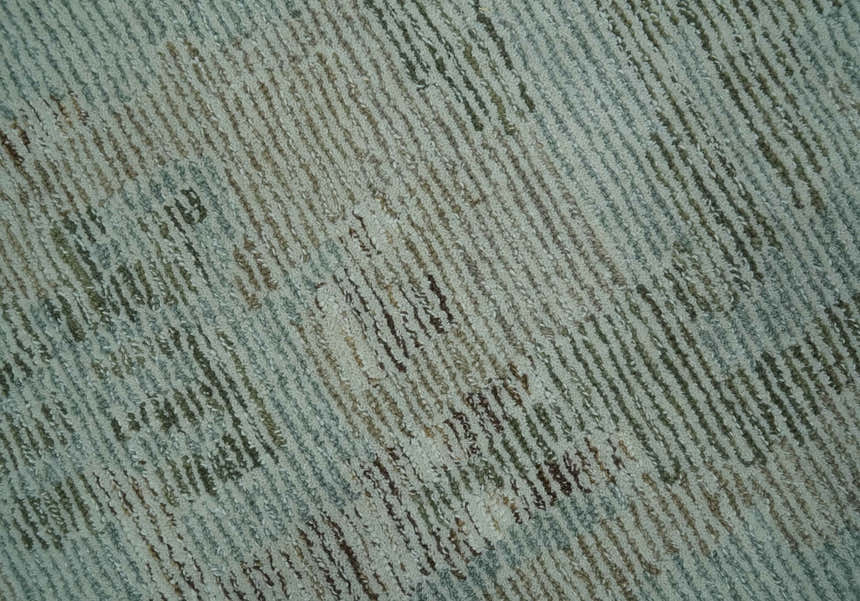 Modern Abstract Teal, Olive and Ivory Hand Tufted Multi Size wool area rug