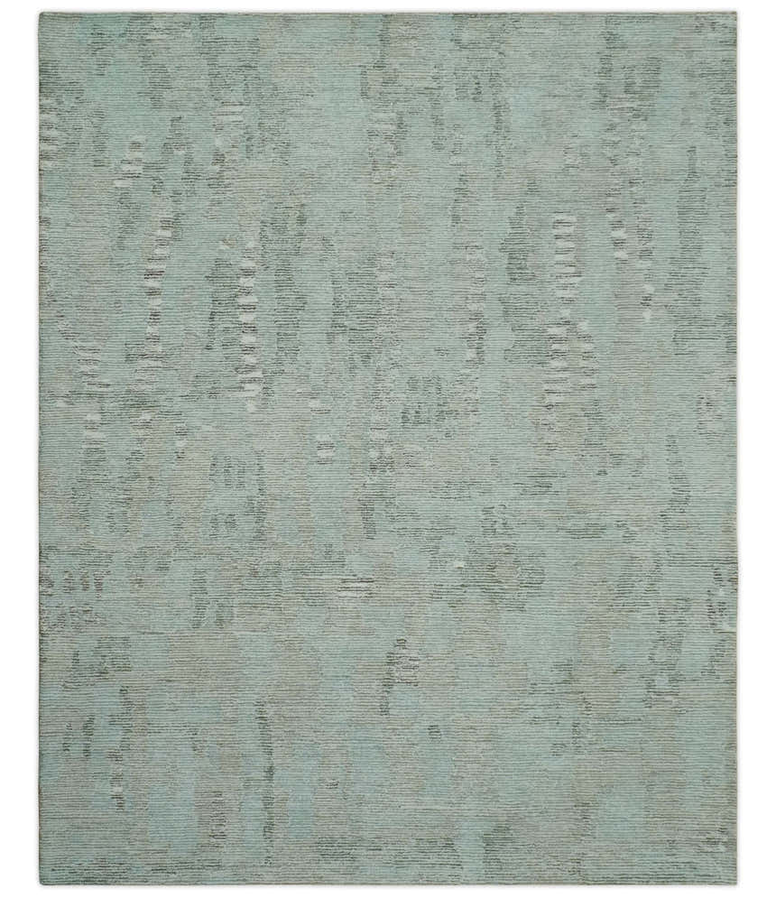 Modern Abstract Teal, Olive and Ivory Hand Tufted Multi Size wool area rug