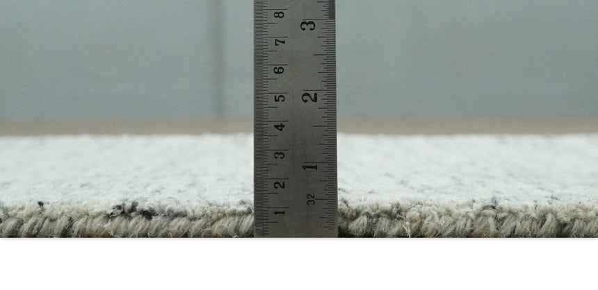 Modern Beige and Charcoal Solid Shaded Hand Tufted Natural Wool Area Rug