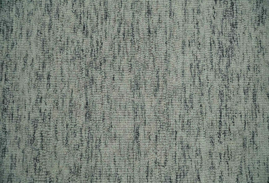 Modern Beige and Charcoal Solid Shaded Hand Tufted Natural Wool Area Rug