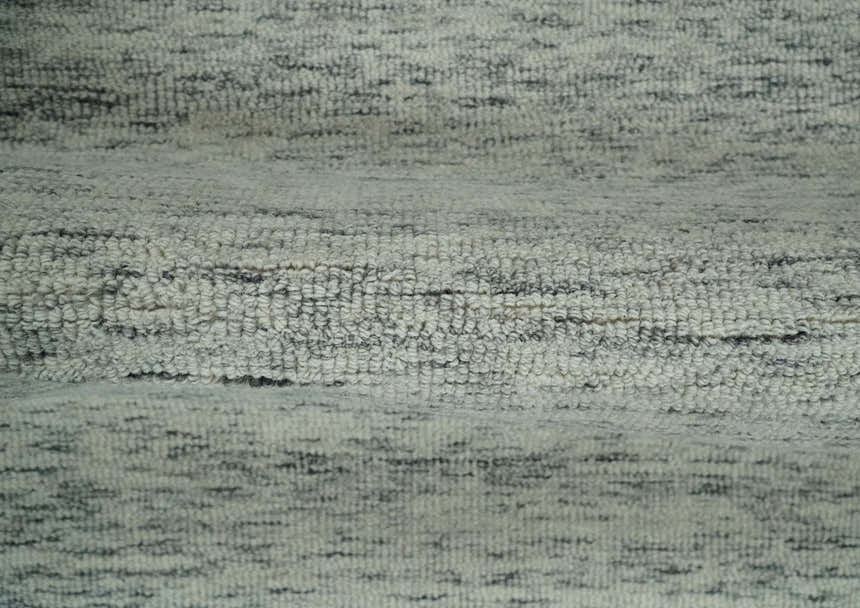 Modern Beige and Charcoal Solid Shaded Hand Tufted Natural Wool Area Rug