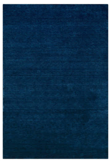 Modern Blue Solid Design Hand Loomed Wool Area Rug
