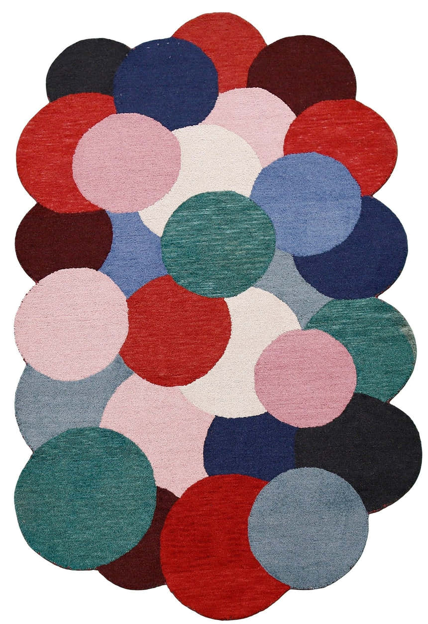 Modern Bubbles Design Multicolor Hand Tufted 5x8 Wool Rug