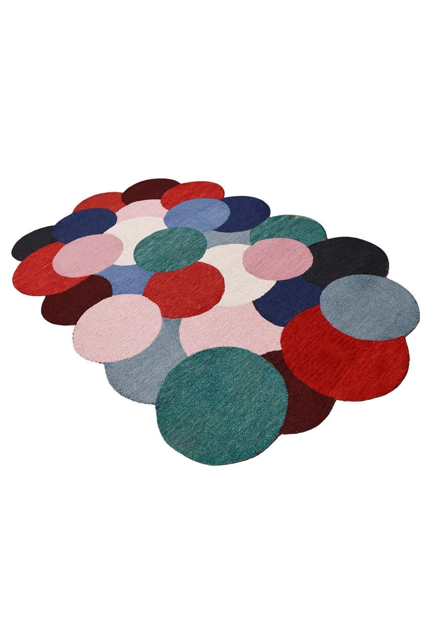 Modern Bubbles Design Multicolor Hand Tufted 5x8 Wool Rug