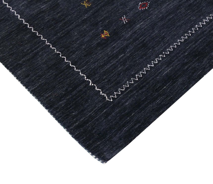 Modern Charcoal And White Hand Loomed Wool Area Rug