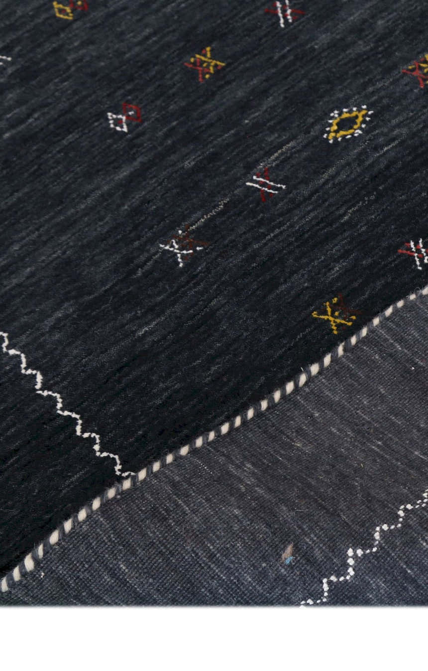 Modern Charcoal And White Hand Loomed Wool Area Rug
