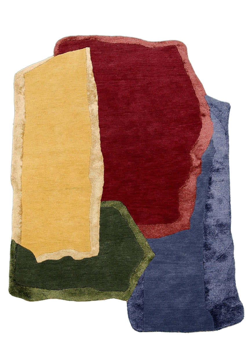 Modern Color Blocks Hand Tufted 5x8 Wool Area Rug
