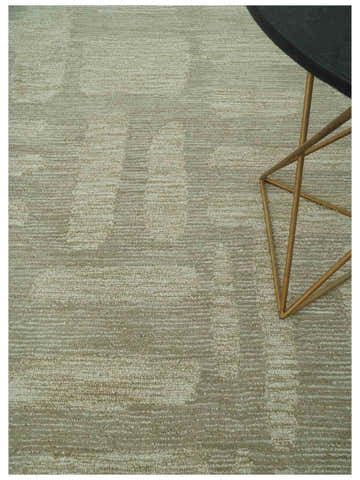 Modern Contemporarry Olive and Ivory Hand Tufted Custom Made wool rug
