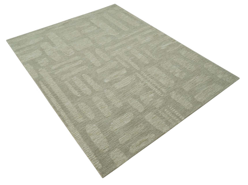 Modern Contemporarry Olive and Ivory Hand Tufted Custom Made wool rug