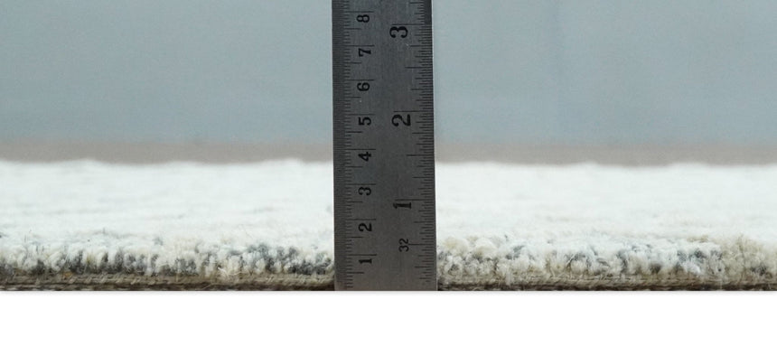 Modern Geometric Ivory and Charcoal Abstract Hand Tufted Natural Wool Multi Size Area Rug