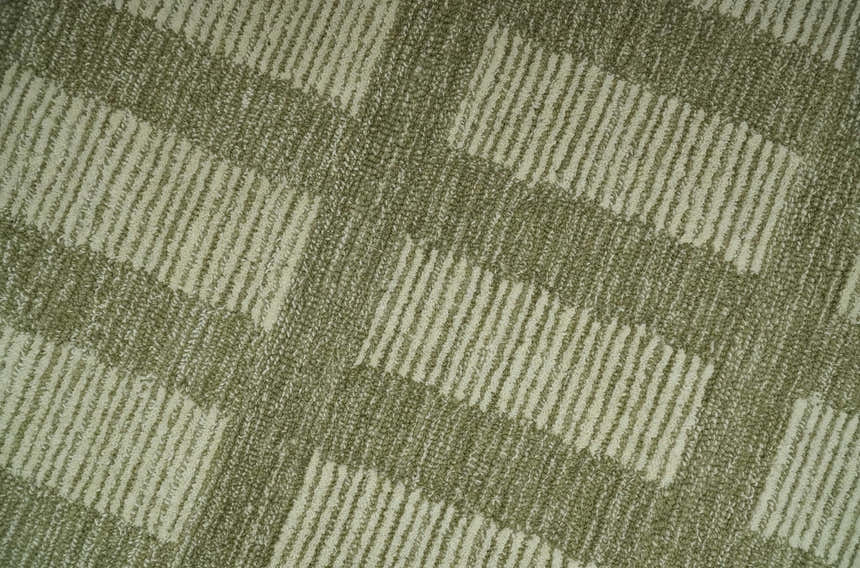 Modern Geometrical Olive and Ivory Textured Hand Tufted Multi size wool Rug