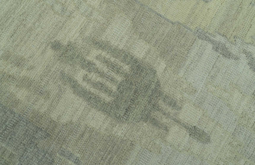 Modern Ikat Design distressed Beige And Charcoal Hand Knotted Custom Made wool rug