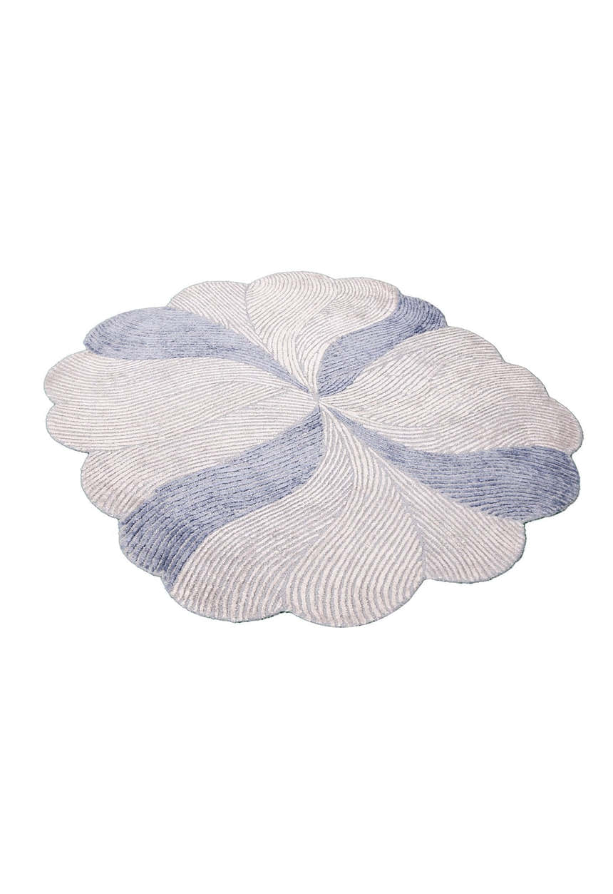 Modern Petal Ivory Hand Tufted 5x5 Wool Area Rug