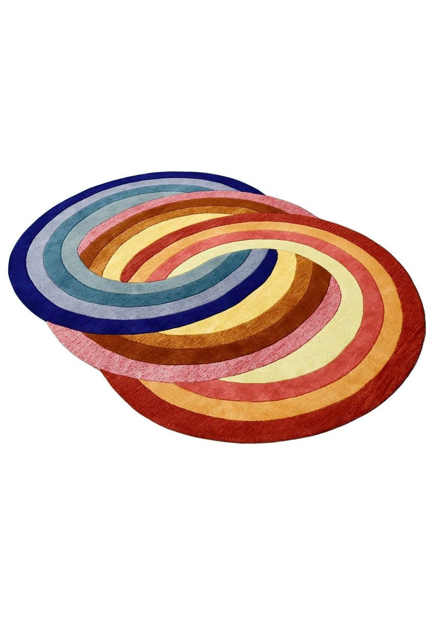 Modern Rings Golden Hand Tufted 5x7 Wool Area Rug