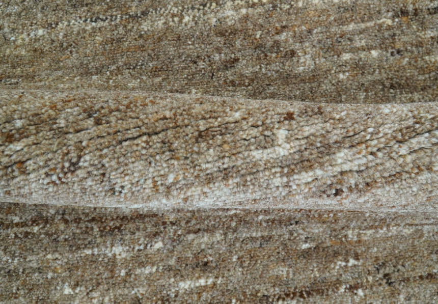 Modern Solid Design Natural Brown Hand Knotted Wool Rug