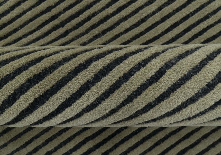 Modern Stripes Design Black And Brown Hand Tufted Custom Made Wool Area Rug