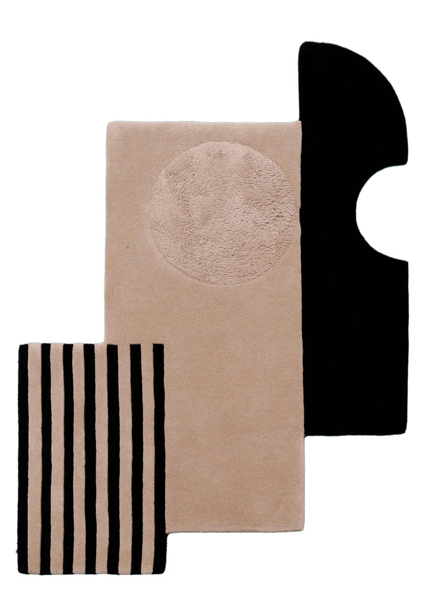 Modern Stripes Pattern Beige Hand Tufted 5x7 Wool Area Rug