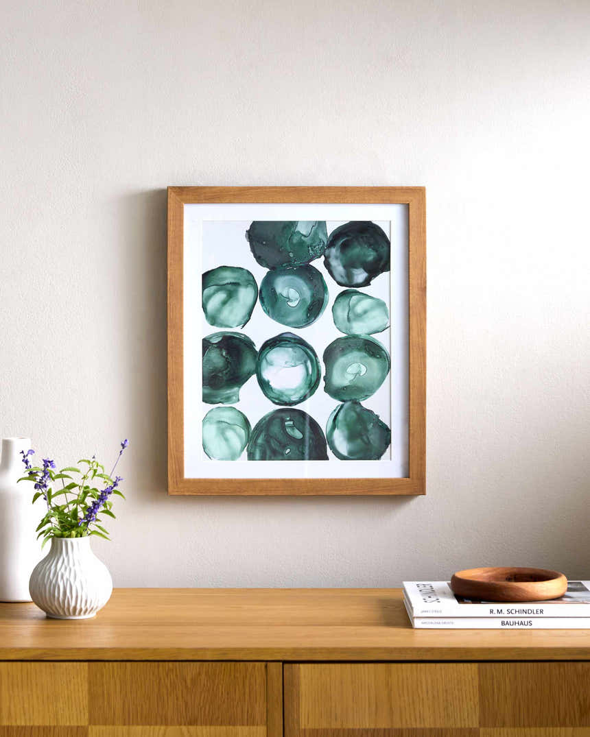 Rich Deep Teal Modern Framed Wall Art for modern gallery walls