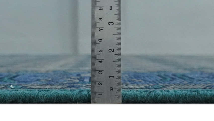 Gray and Blue Traditional Hand Knotted Antique Style low Pile Custom Made Wool Area Rug