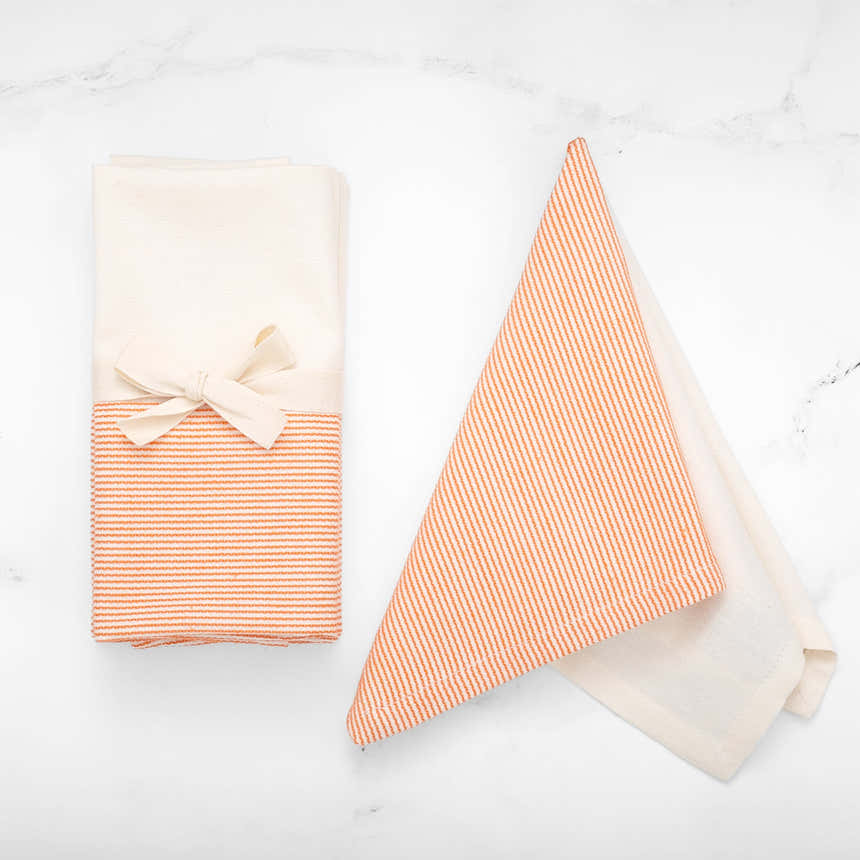 The Stripe Collection Napkins Natural Cotton & Persimmon