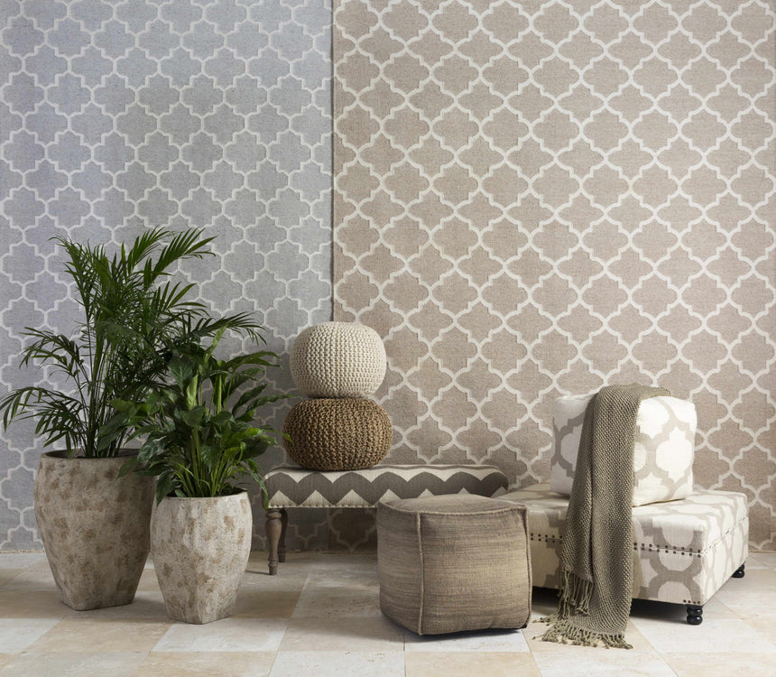 Cardin Charcoal Trellis Wool&Viscose Rug - Clearance