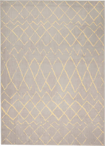 Close-up of the Nourison Grafix Grey Tribal Indoor Area Rug, featuring a geometric diamond and zig-zag pattern.