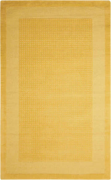 Close-up of the Nourison Westport Yellow Indoor Area Rug, featuring a subtle grid pattern and solid border.