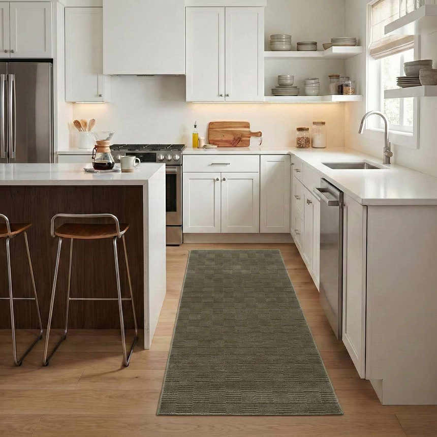 Kazuma Green Washable Area Rug