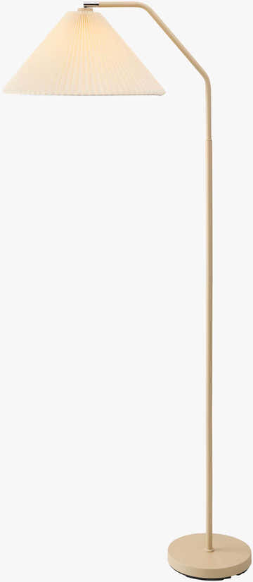 Light Gray Rustic Floor Lamp with linen details for living rooms or reading corners