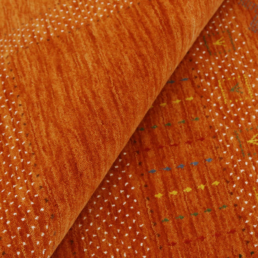 Orange And White Modern Design Hand Loomed Wool Area Rug