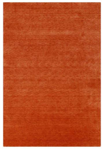 Orange Modern Solid Design Hand Loomed Wool Area Rug