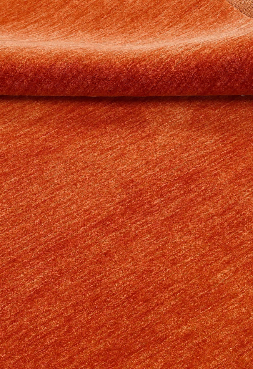 Orange Modern Solid Design Hand Loomed Wool Area Rug