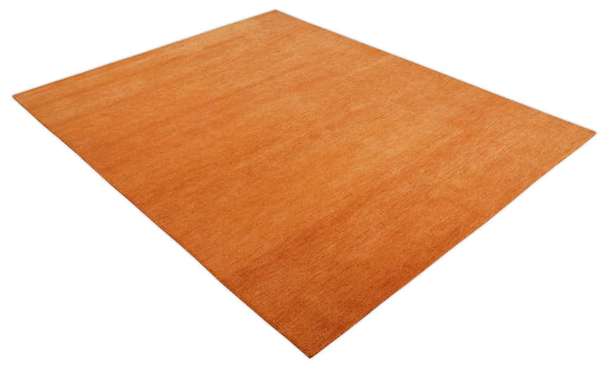 Custom Made orange Solid Woolen Hand Tufted contemporary area Rug