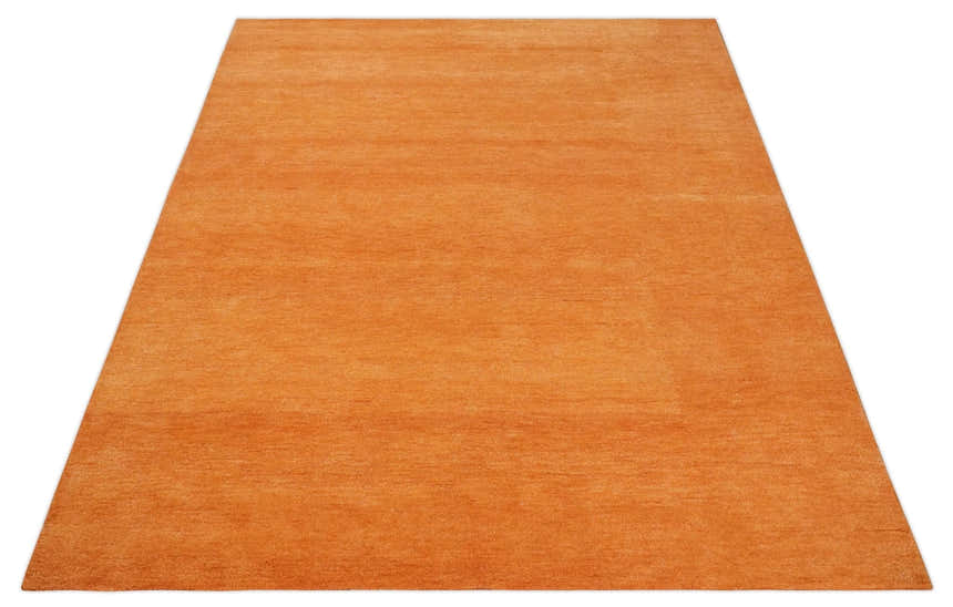 Custom Made orange Solid Woolen Hand Tufted contemporary area Rug