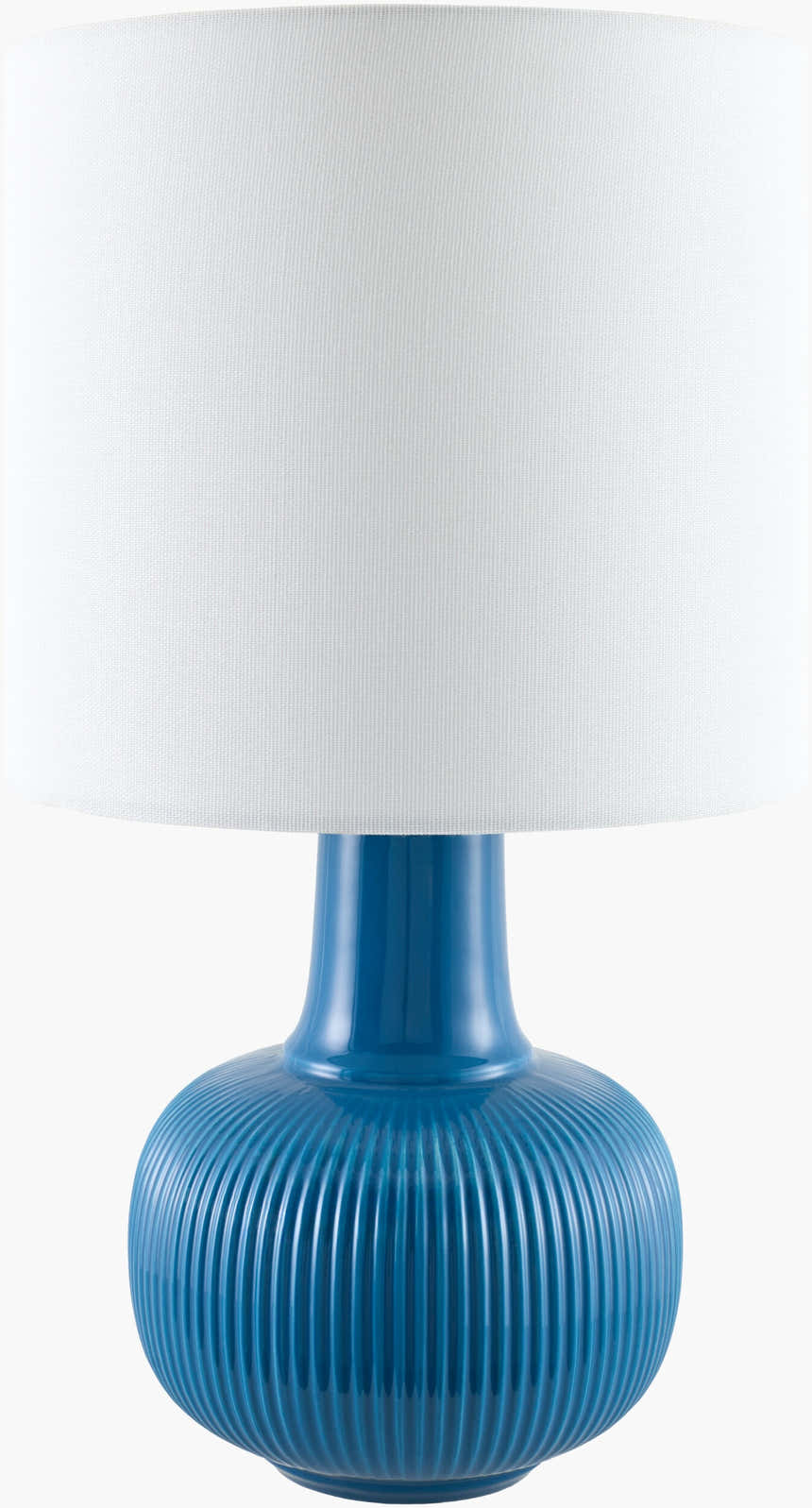Aqua Blue Coastal Table Lamp with linen details for bedside or console tables