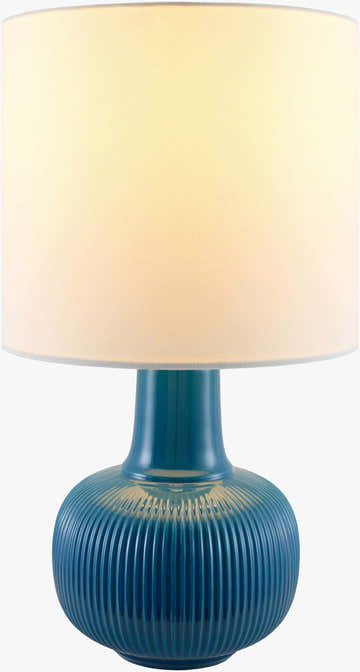 Aqua Blue Coastal Table Lamp with linen details for bedside or console tables