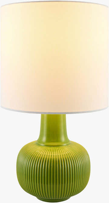Lime Green Coastal Table Lamp with linen details for bedside or console tables