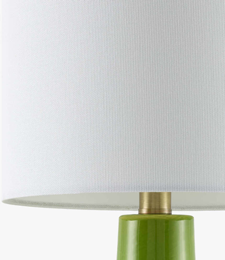 Lime Green Coastal Table Lamp with linen details for bedside or console tables