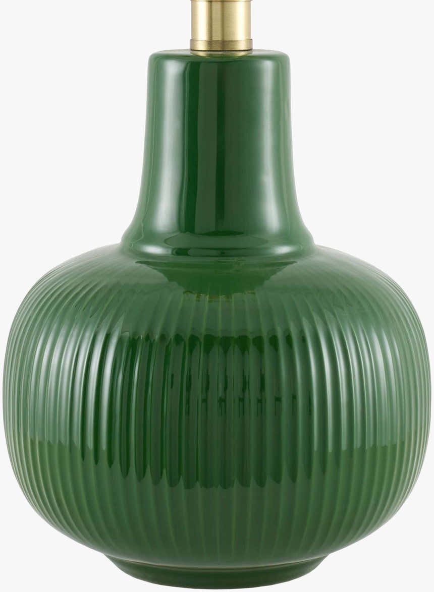 Forest Green Coastal Table Lamp with linen details for bedside or console tables