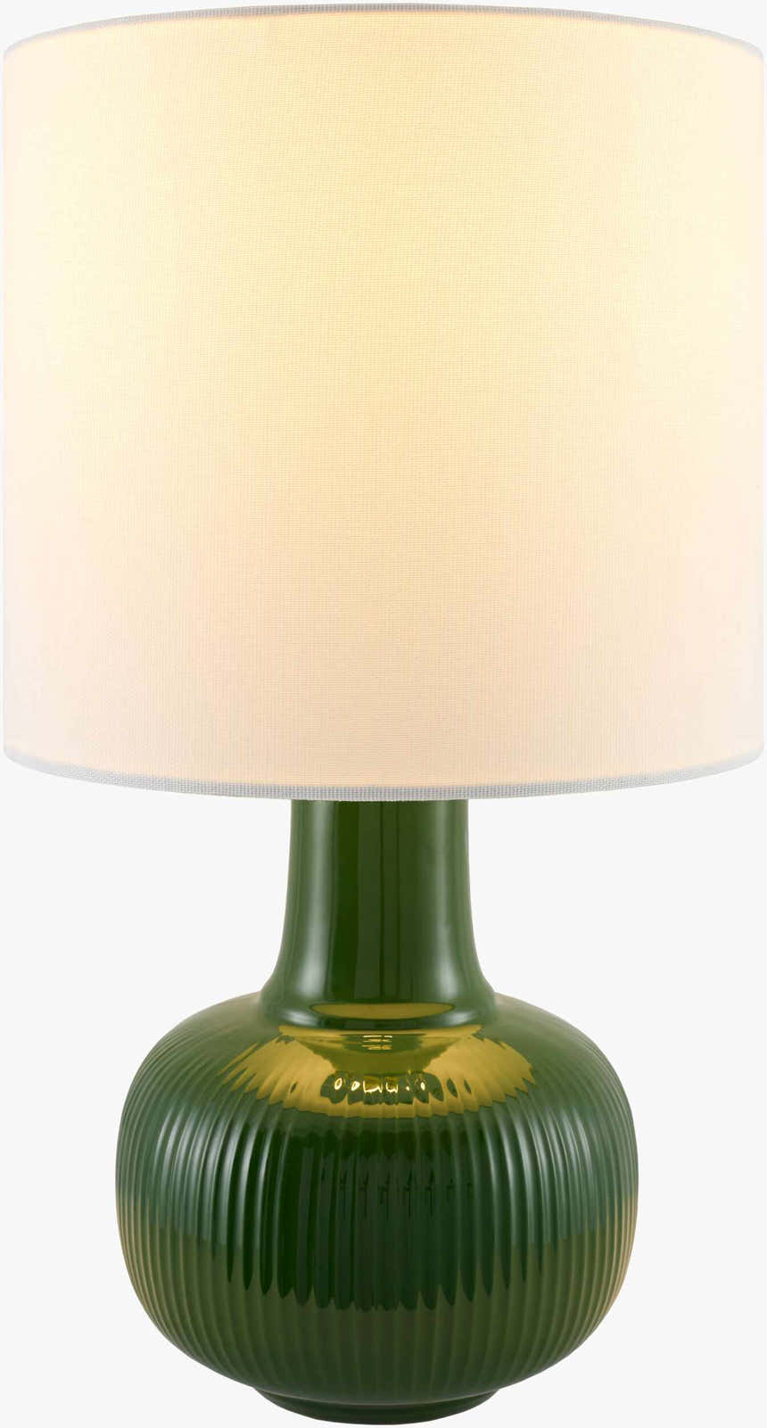 Forest Green Coastal Table Lamp with linen details for bedside or console tables