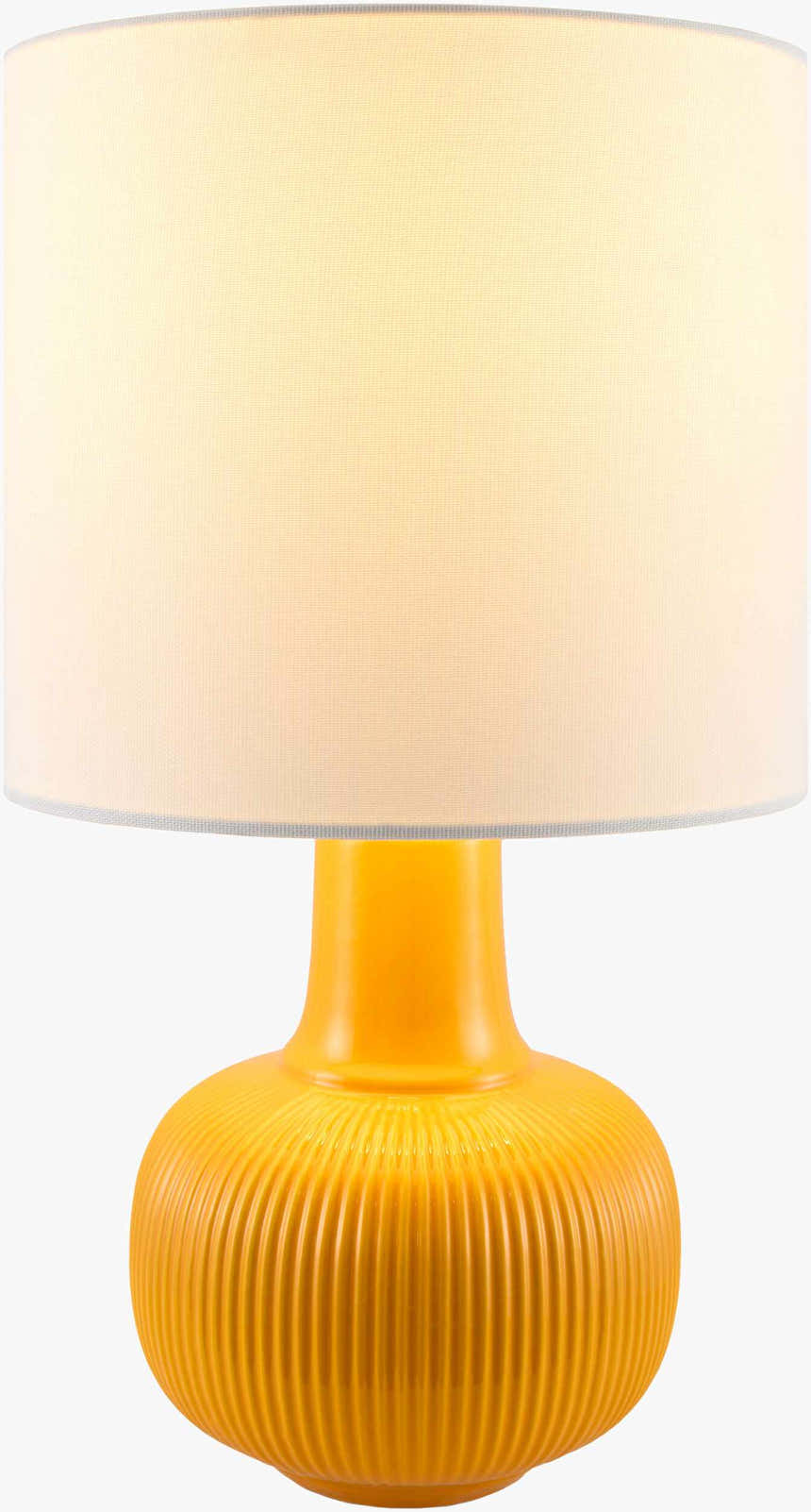 Lemon Yellow Coastal Table Lamp with linen details for bedside or console tables