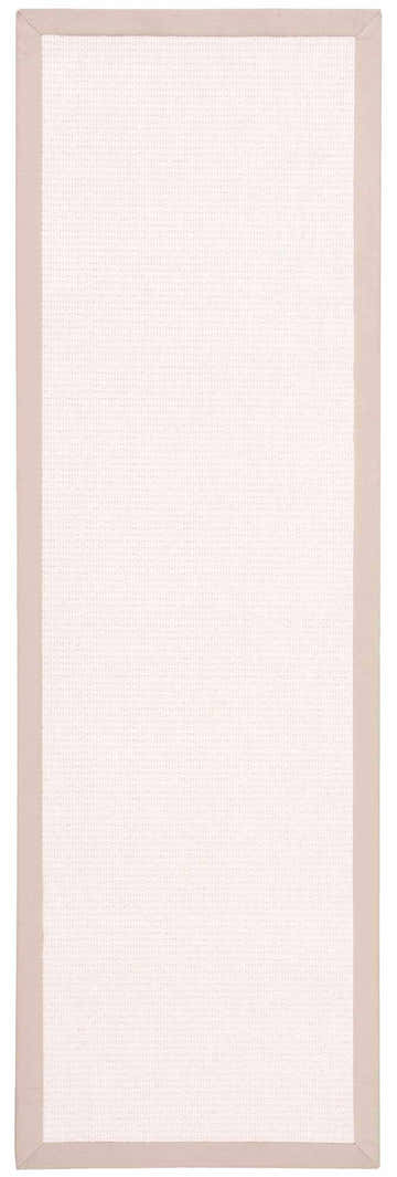 Close-up of the Nourison Sisal Soft White Farmhouse Indoor Area Rug, showing texture and off-white color with a light tan border.