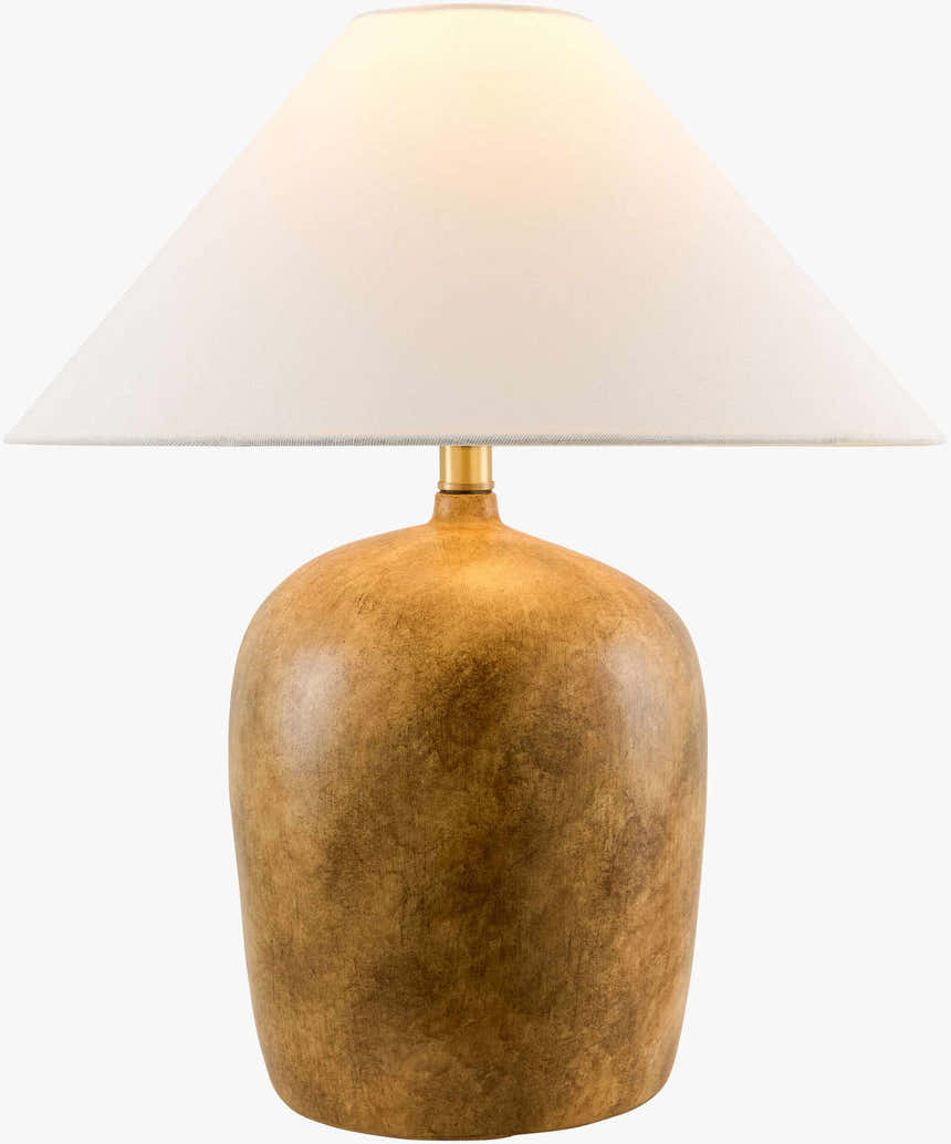 Warm Orange Traditional Table Lamp with linen details for bedside or console tables
